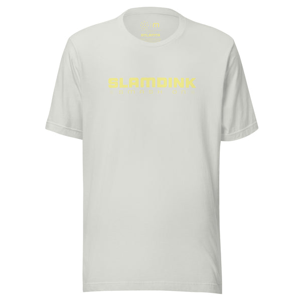 ALT TEXT: SLAMDINK "3D" Pickleball Summer Silver Men's Unisex TriBlend T-shirt